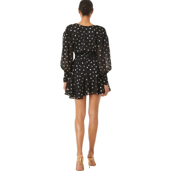 NWT Misa Los Angeles Davie Dress Black‎ Silver Diamond Clip Dot Mini Size XS - Picture 13 of 15